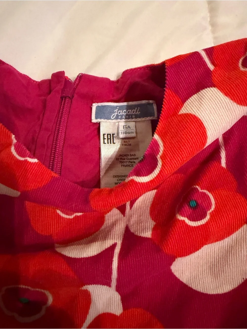 Jacadi Pink and Red Floral Dress